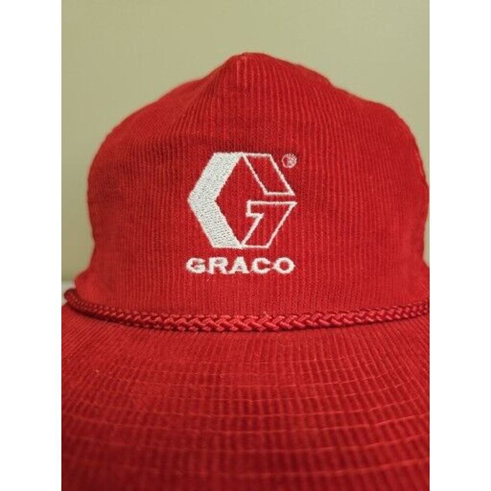 GRACO Manufacturing Red Corduroy Snapback Trucker Hat Vintage 90s - Picture 5 of 11